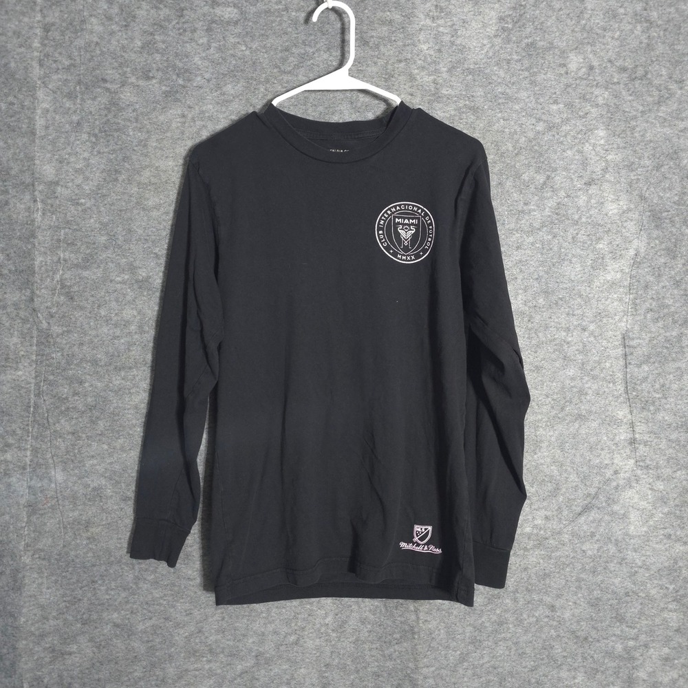Mitchell & Ness Inter Miami CF Shirt Mens Small Black MLS Soccer Long Sleeve Tee